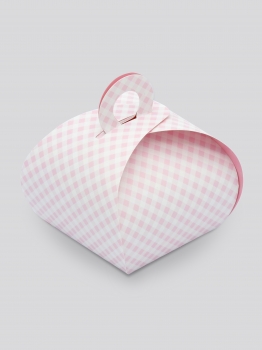 Geschenkbox Henkel rosa kariert